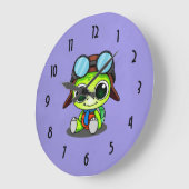Cute Cartoon Turtle in Aviator Pet Grote Klok (Hoek)