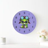 Cute Cartoon Turtle in Aviator Pet Grote Klok (Huis)