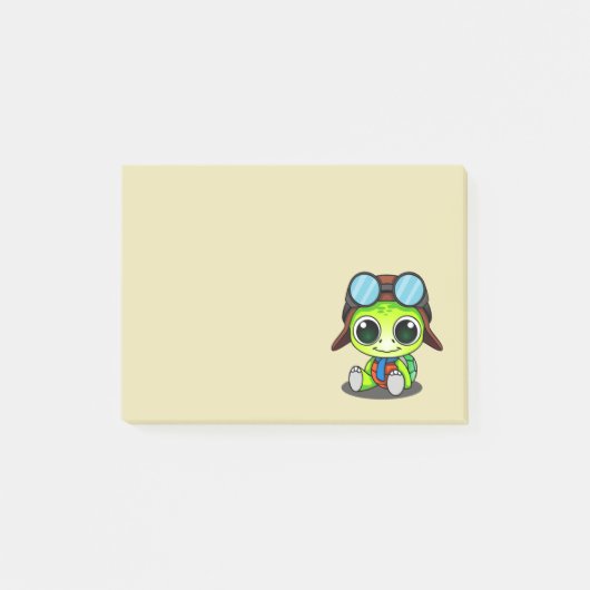 Cute Cartoon Turtle in Aviator Pet Post-it® Notes (Voorkant)