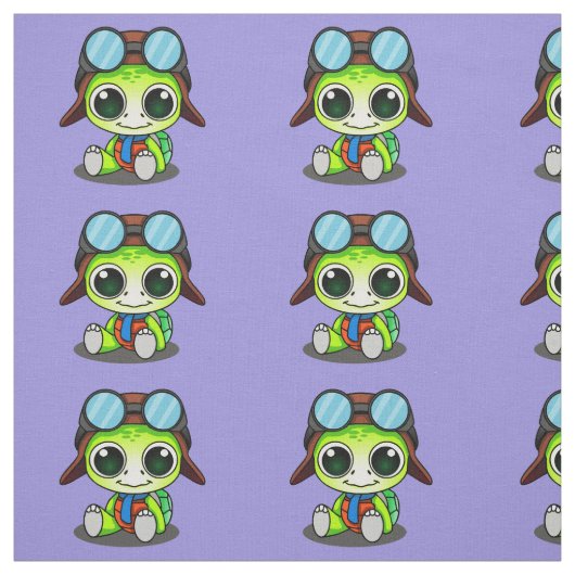Cute Cartoon Turtle in Aviator Pet Stof (Swatch)