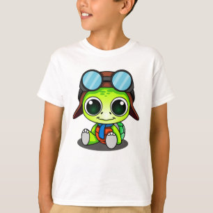 Cute Cartoon Turtle in Aviator Pet T-shirt