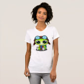 Cute Cartoon Turtle in Aviator Pet T-shirt (Voorkant volledig)