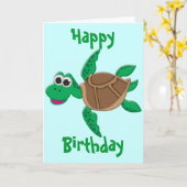 Cute Cartoon Turtle Kaart (Gele Bloem)