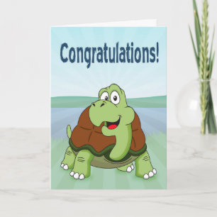 Cute Cartoon Turtle Smiling voor Gefeliciteerd Kaart