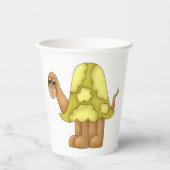Cute Cartoon Turtle with Puffy Green Shell Papieren Bekers (Voorkant)
