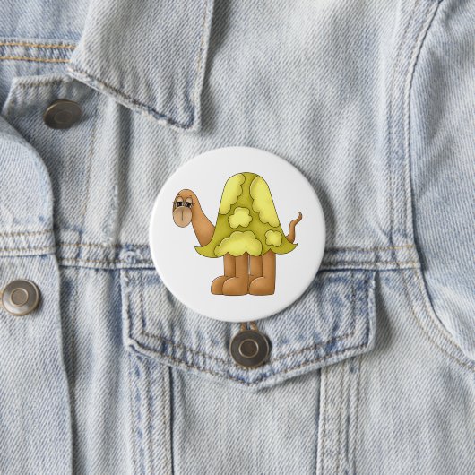 Cute Cartoon Turtle with Puffy Green Shell Ronde Button 7,6 Cm (In situ)