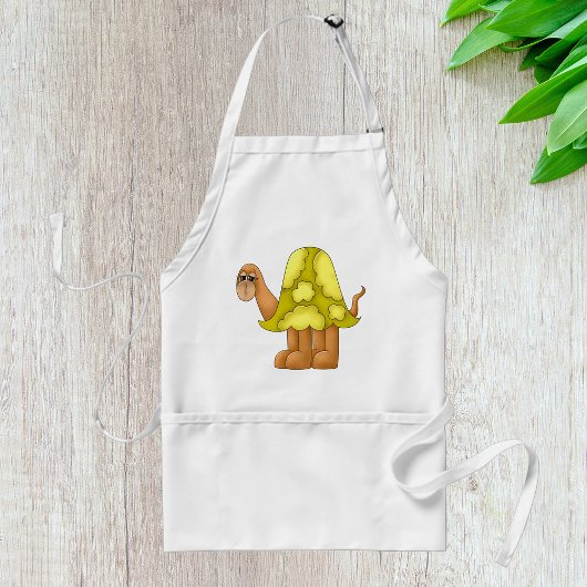 Cute Cartoon Turtle with Puffy Green Shell Standaard Schort