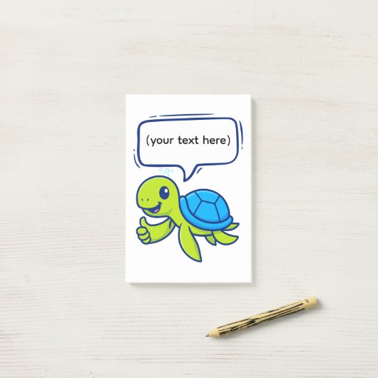 Cute Cartoon Turtle with Speech Bubble Post-it® Notes (Op bureau)