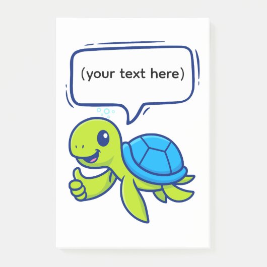 Cute Cartoon Turtle with Speech Bubble Post-it® Notes (Voorkant)