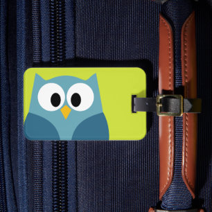 Cute Cartoon Uil met Adres en Telefoonnummer Bagagelabel