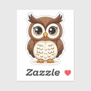 Cute Cartoon Uil Met Grote Ogen Sticker