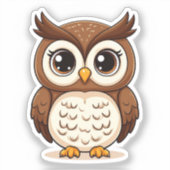 Cute Cartoon Uil Met Grote Ogen Sticker (Voorkant)