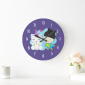 Cute Cartoon Unicorn & Bird Pals Grote Klok (Huis)