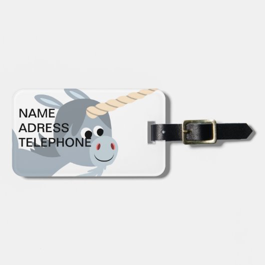 Cute Cartoon Unicorn in a Haast Luggable Label Bagagelabel (Voorkant horizontaal)