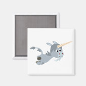 Cute Cartoon Unicorn in a Haast Magnet (Voorkant / Achterkant)
