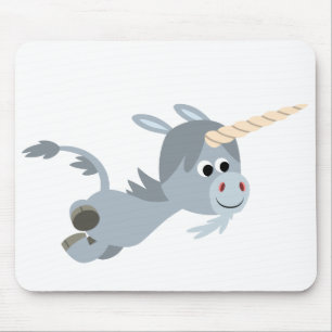 Cute Cartoon Unicorn in een vette mousepad Muismat