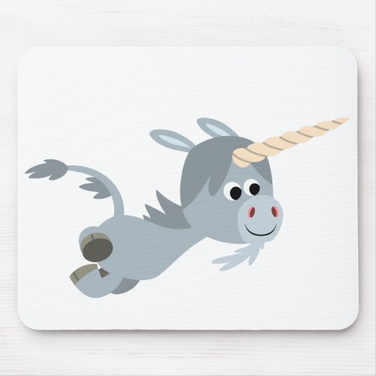 Cute Cartoon Unicorn in een vette mousepad Muismat (Voorkant)