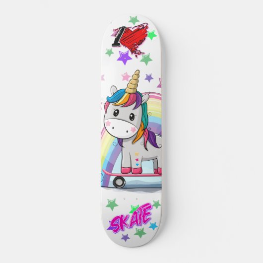 Cute cartoon unicorn persoonlijk skateboard (Voorkant)