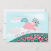 Cute Cartoon Unicorn Pink en Mint Kaart (Voorkant)