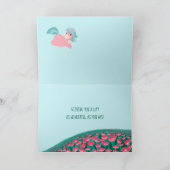 Cute Cartoon Unicorn Roze en Mint Kaart (Binnen)