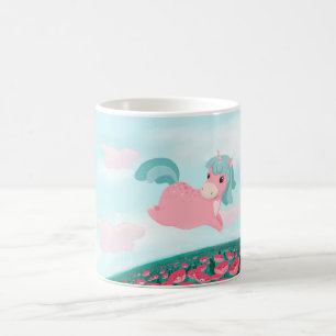 Cute Cartoon Unicorn Roze en Mint Koffiemok
