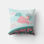 Cute Cartoon Unicorn Roze en Mint Kussen (Voorkant)