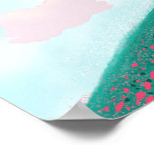 Cute Cartoon Unicorn Roze en Mint Poster (Hoek)