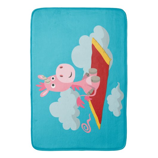 Cute Cartoon Unicorn's Magic Carpet Ride Bath Mat (Voorkant Verticaal)