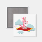 Cute Cartoon Unicorn's Magic Carpet Ride Magnet (Voorkant / Achterkant)