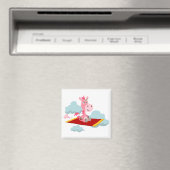 Cute Cartoon Unicorn's Magic Carpet Ride Magnet (Insitu (Vaatwasser))