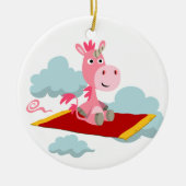 Cute Cartoon Unicorn's Magic Carpet Ride Ornament (Voorkant)