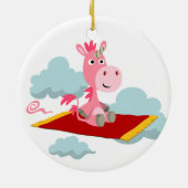 Cute Cartoon Unicorn's Magic Carpet Ride Ornament (Achterkant)