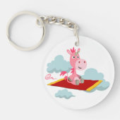 Cute Cartoon Unicorn's Magic Carpet Ride Sleutelha Sleutelhanger (Voorkant)