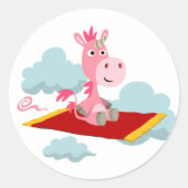 Cute Cartoon Unicorn's Magic Carpet Ride Sticker (Voorkant)