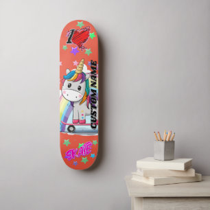 Cute cartoon unieke unicorn skateboard