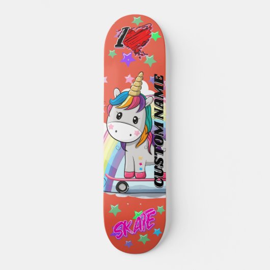 Cute cartoon unieke unicorn skateboard (Voorkant)
