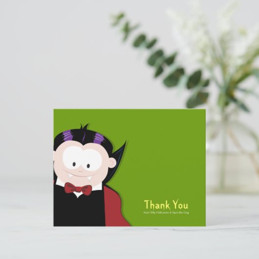 Cute Cartoon Vampire Flat Hartelijk dank Bedankkaart (Staand voorkant)