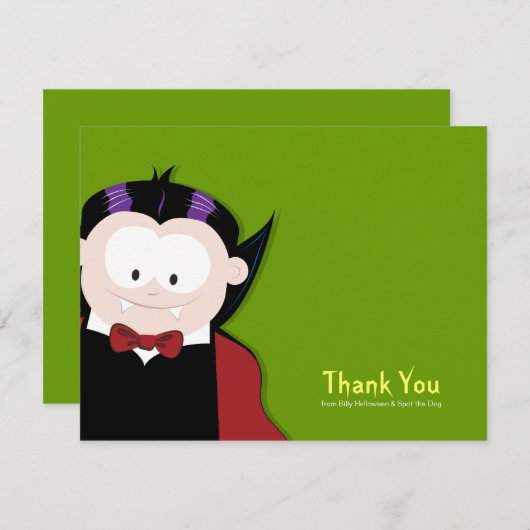 Cute Cartoon Vampire Flat Hartelijk dank Bedankkaart (Voorkant / Achterkant)