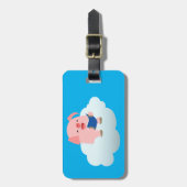 Cute Cartoon Varken Lezer op Cloud Bagage Label (Voorkant verticaal)