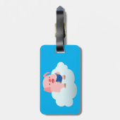Cute Cartoon Varken Lezer op Cloud Bagage Label (Achterkant verticaal)