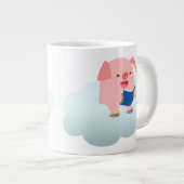 Cute Cartoon Varken Lezer op Cloud Jumbo Mok (Voorkant rechts)