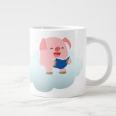 Cute Cartoon Varken Lezer op Cloud Jumbo Mok (Rechts)