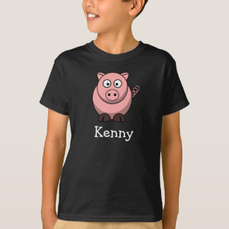 Cute cartoon varken met kindernaam t-shirt
