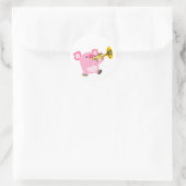 Cute Cartoon Varken Speelt Trompet Sticker (Tas)
