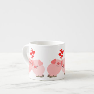 Cute Cartoon Varkens in Love Espresso Mok