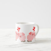 Cute Cartoon Varkens in Love Espresso Mok (Voorkant rechts)