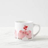 Cute Cartoon Varkens in Love Espresso Mok (Rechts)