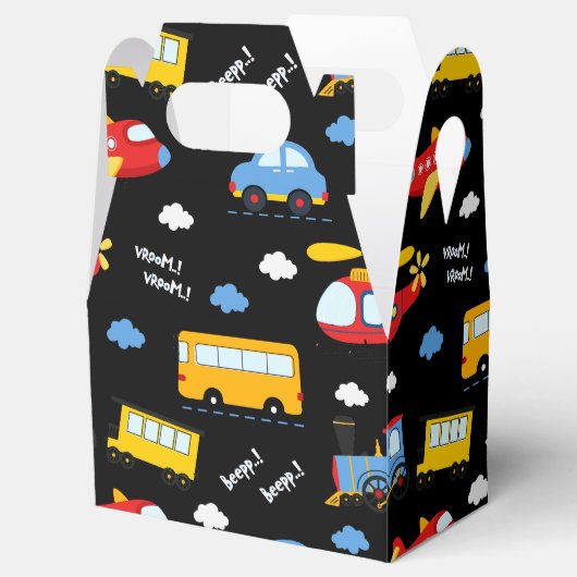Cute Cartoon Vehicles Pattern  Bedankdoosjes (Geopend)