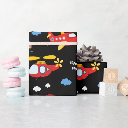 Cute Cartoon Vehicles Pattern  Cadeaupapier (Baby Shower)