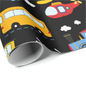 Cute Cartoon Vehicles Pattern  Cadeaupapier (Rol Hoek)